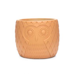 Cachepot Coruja Em Cimento Terracota 11,5x13,5cm