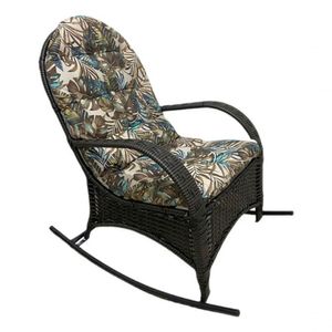 Cadeira Balanço Poltrona Descanso Com Almofada Ergonômica Floral Azul