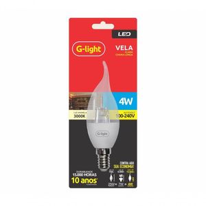 Lâmpada G-Light Chama Vela Clara Led C35 4W 3000K Autovolt