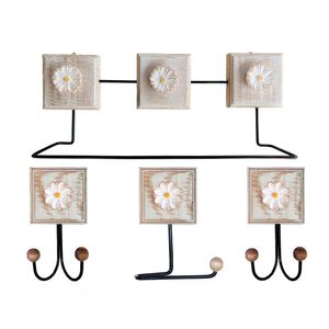 Kit Banheiro Com 2 Toalheiros Duplos + Porta Papel Higiênico + Toalheiro Rustico Artesanal Cor Branco