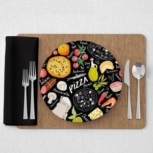 Capa De Sousplat Estampado Com Guardanapos Mesa Posta Jogo Americano 10 Lugares Pizza Preto