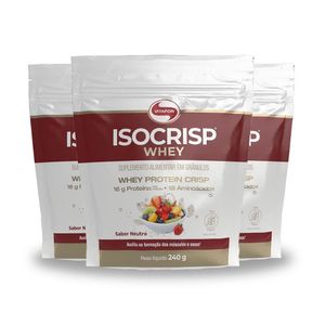 Kit 3 Isocrisp Whey Protein Crisp Vitafor Pouch 240g Neutro