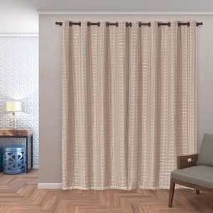 Cortina Blackout Pvc Com Tecido Voil Xadrez 2,80 M X 2,30 M - Avelã.