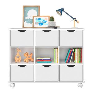 Nicho Organizador C/ 6 Gavetas C/ Rodízio Q01 Branco/Branco