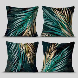 Kit 4 Capas De Almofadas Decorativa Folhas Fênix