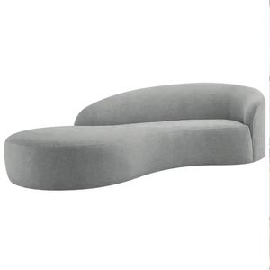 Divã Recamier Orgânico França 180cm Lado Esquerdo Bouclé Adj Decor Cinza