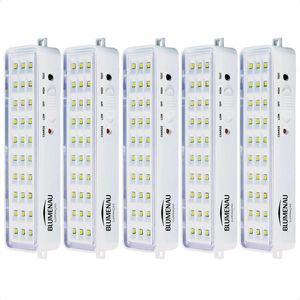 Kit 5 Luminárias De Emergência Blumenau 30 Leds Recarregável Bivolt