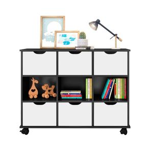 Nicho Organizador C/ 6 Gavetas C/ Rodízio Q01 Preto/Branco