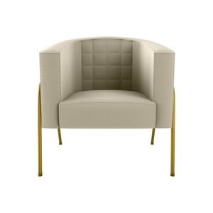 Poltrona Decorativa Base Em Metal Dourada Lisboa Bege Matrix Bege-dourada