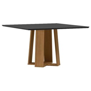 Mesa De Jantar 135x135 Cm Valência Com Vidro Ype Preto - New Ceval