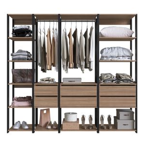 Guarda Roupa Closet 4 Peças Com 2 Cabideiros 6 Gavetas E 11 Nichos Easy