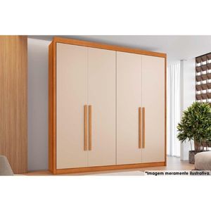 Guarda Roupa Solteiro 4 Portas e 4 Gavetas Bérgamo Cinamomo/Off White - Conquista