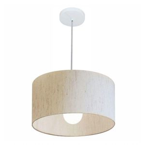 Lustre Pendente Cilíndrico Md-4031 40x21cm Bivolt Linho Bege