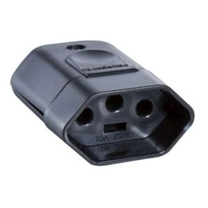 Plugue Femea 2p+t 10a-250v Preto 250v