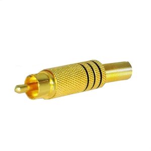 Plug Rca Macho 6mm - Dourado Preto