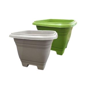 Vaso Quadrado Bella Fiore 4,3 Litros - 22cm X 22cm Cor Areia