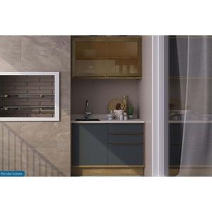 Cozinha Modulada Completa Versalis 2 Peças 1 Aéreo + 1 Balcão C2p168 Freijó Grafite Herval