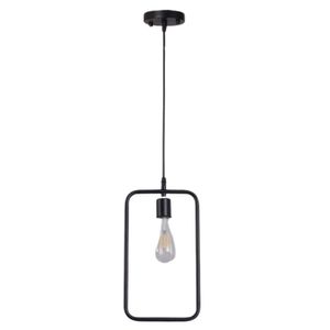 Pendente Retangular Em Aço Lt-860-406 E27*1 Bivolt Preto