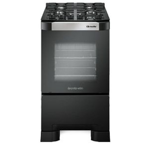 Fogão 4 Bocas Decorato Vetro Com Mesa De Vidro Preto Fosco Bivolt