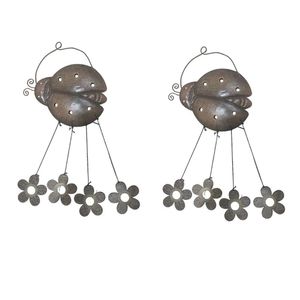 Sino Dos Ventos Joaninha Flores Cisne Kit 2 Unidades Decoraçao Varanda Enfeite Quintal Jardim Relaxante Som Suave