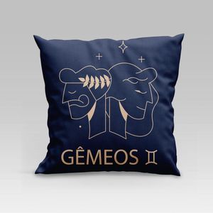 Capa De Almofada Estampada Signos Do Zodíaco Em Veludo Suede 45cm X 45cm Gêmeos
