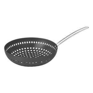 Grelha Wok Furada Tramontina Churrasco Em Aluminio Anodizado Com Cabo 26 Cm