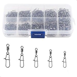 Kit 210 Snap Girador Lorben Pesca Engate Rápido Com Estojo De Armazenamento