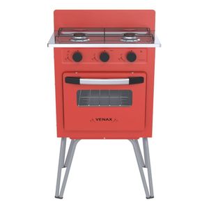 Fogão Portátil 2 Bocas Venax Gemini Vetrô a Gás GLP - Vermelho