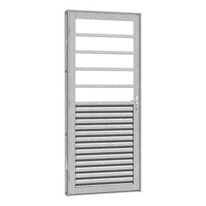 Porta De Aço Mista Laminada Silver 81x215 R50 Abertura Direita Prata