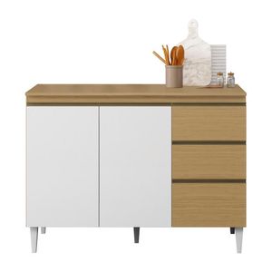 Balcão De Cozinha Sophia Clara 120cm Atacama-branco Tx Com Tampo Mdp - Aramóveis Atacama-branco Tx