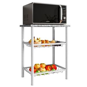 Fruteira C/ Tampo Granito 2 Cestos Aço Carbono Carol Cromo Branco