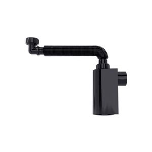 Sifão Sanfonado Blukit De Parede Com Copo 47cm Preto Universal