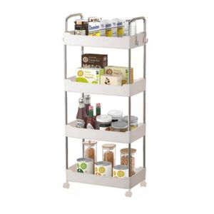 Prateleira Multiuso 4 Andares C/ Rodinhas Branca Compacta