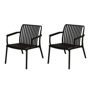 Kit 2 Cadeiras Com Braço Empilhável Lounge Cozumel Inmetro Fratini 59 Cm (larg) Polipropileno Preto