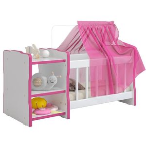 Berço Para Boneca Cristal Brinquedo Infantil Branco Rosa