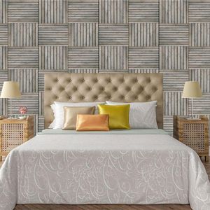 Papel De Parede Adesivo Bloco 3D De Madeira Lavável Cozinha 3m