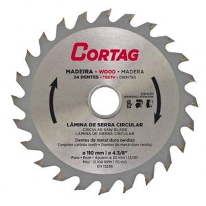 Disco De Serra Circular Para Madeira Cortag 100mm 24 Dentes