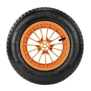 Pneu Com Câmara Tramontina 3.25-8 Polegada Com Roda Plástica 8" Para Carrinho De Mão