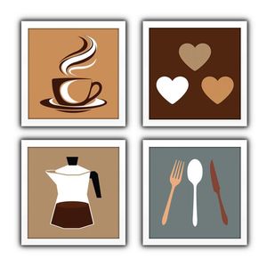 Quadro Cozinha Copa Cantina Objetos Café Xícara Branca