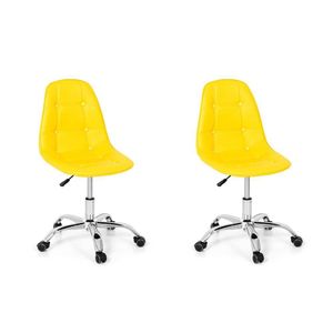 Conjunto 02 Cadeiras Office Eiffel Botonê Base Giratória
