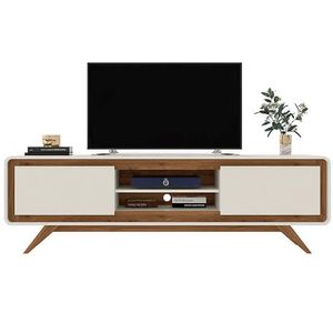Rack Channel 220cm Para Tv 2 Portas Nature/off White