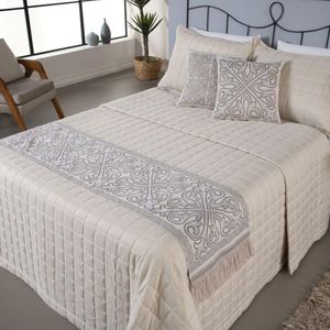 Kit Peseira Grécia 5 Peças King 60% Algodão - 40% Poliéster Tecido Jacquard Acompanha Almofadas Cheias - Cáqui