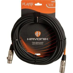 Cabo Para Microfone Player Xlr(f) X Xlr(m) 10m Preto Hayonik [f002]