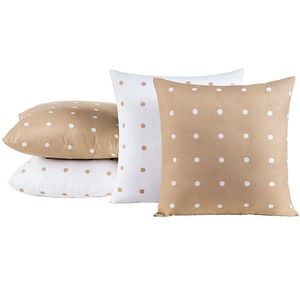 Kit 4 Almofadas Cheias Para Sofá 45x45cm Celine Micro Percal 200 Fios Cáqui 100% Poliéster