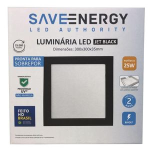 Luminária Plafon Led Sobrepor 25w Jet Black 5700k Bivolt