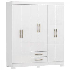 Guarda Roupa Casal Escócia 6 Portas 2 Gavetas Maxel Móveis Branco