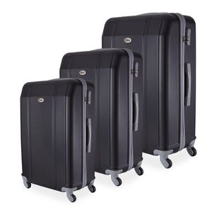 Conjunto De Mala De Viagem Em Abs Ika Continental Cadeado Rodas Giro 360º 3 Peças P/m/g Preta - Preta, U