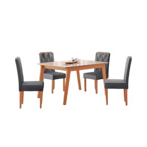 Conjunto Mesa De Jantar Elegance Off White 1,20 M Com 4 Cadeiras Diamante