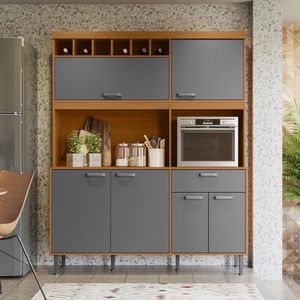 Kit Cozinha Dakota Com 11 Portas E 2 Gavetas Jequitiba-cinza Lukaliam