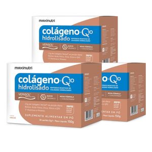 Kit 3 Colágenos Verisol Maxinutri Sachês 30x5g + Q10 Natural